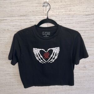 LCM International Skeleton Hand Heart Crop Top | SIZE S
